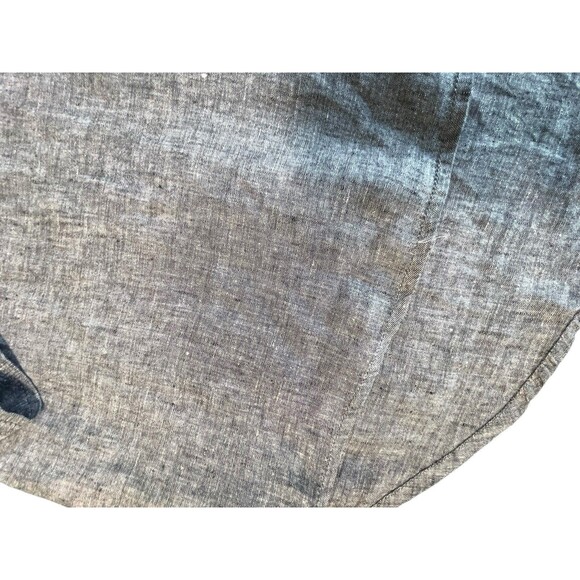 TAHARI 100% Linen Top Blouse Sz 1X Popover Hi-lo Hem V-Neck Boho Blue Lagenlook - Picture 8 of 11